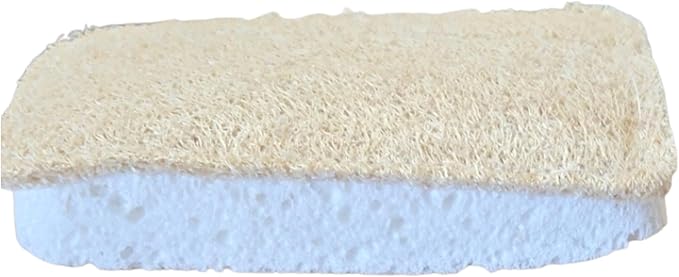 Eco Kitchen Sponges - Plant Based Cellulose & Natural Loofah Scrub Sponge - Biodegradable Dish Sponge - 6 Pack - by Janté Co.