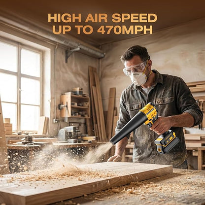 Leaf Blower Cordless for Dewalt 20V Battery, 1300000RPM Lightweight Mini Leaf Blower Handheld Electric Leaf Blower, 2-in-1 Portable Blower &Vacuum for Lawn Dust/Snow Blowing (Not Battery