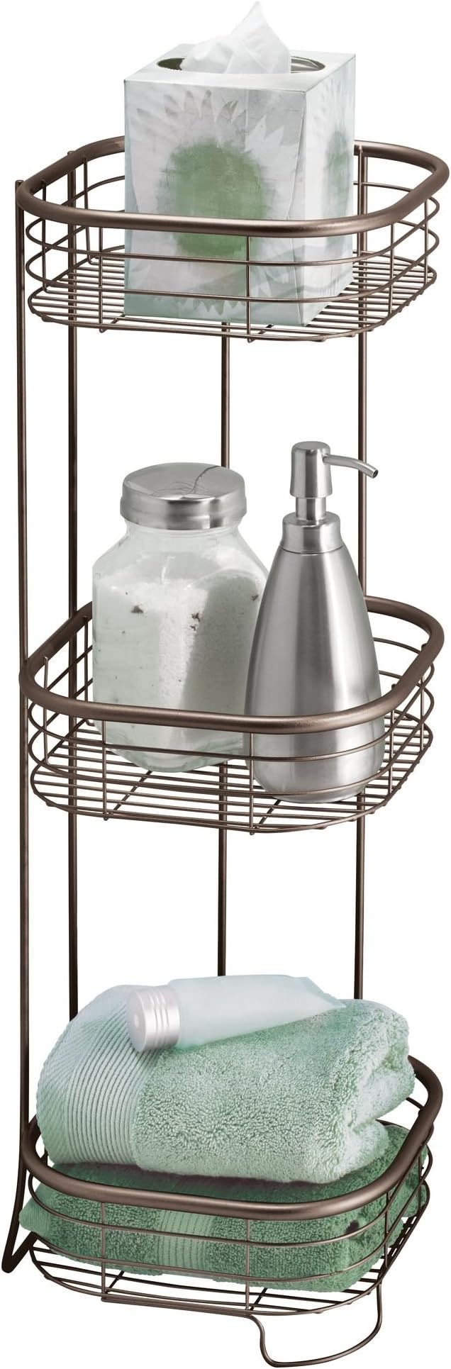 iDesign Standing Shower Caddy Organizer, The Forma Collection – 9.5" x 9.5" x 26.25", Bronze