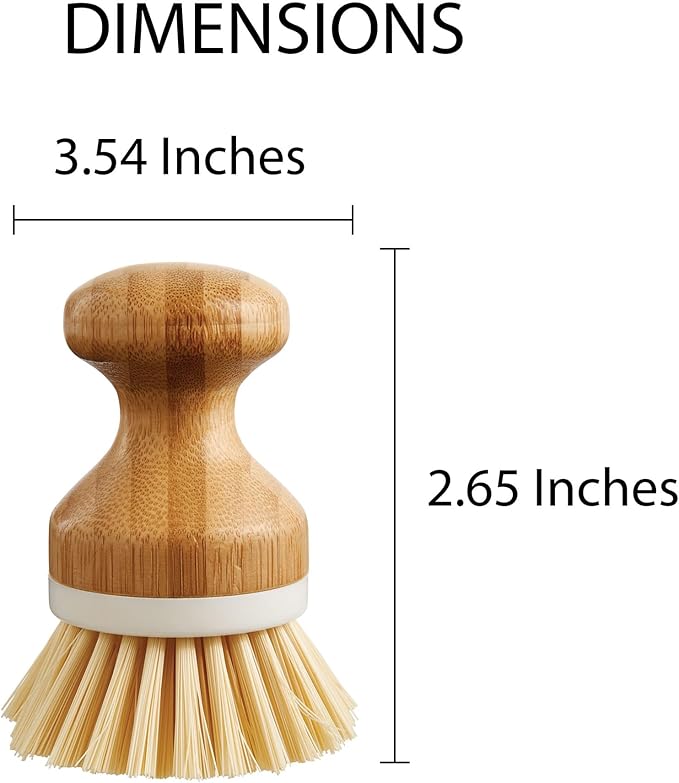 HIC Kitchen Vegetable Scrubber Dishwashing Brush, Bamboo with Non-Scratch Bristles, Set of 2