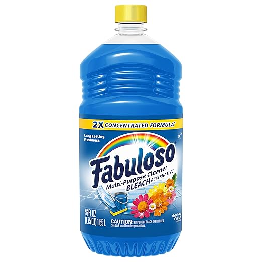 Fabuloso 2X Multi-Purpose Cleaner Bleach Alternative, No Rinse Floor Cleaner, Long-Lasting Freshness, Spring Fresh Scent, 56 fl oz
