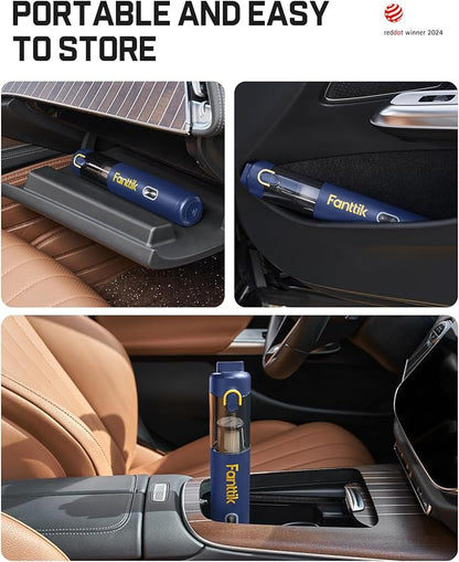 Fanttik V8 Mate Upgraded Cordless Car Vacuum, Portable Mini Vacuum with 13000pa Suction Power, 2 Suction Modes, Type-C Charge, Handheld Vacuum for Car, Small Tasks, Keyboards, Office Desk (Blue)