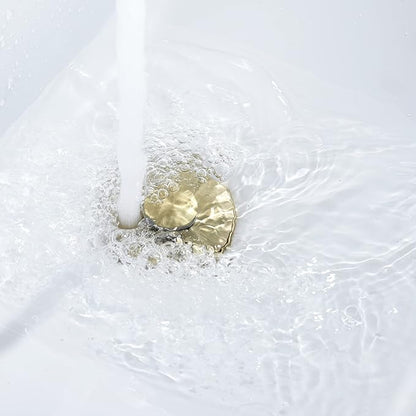 Universal Bathroom Sink Stopper - Bounce Wash Basin Drain Filter, Stainless Steel Pop Up Drain Stopper, Bullet Core Push Type Sink Stopper, Sink Drain Plug with Anti-Clogging Strainer, Brushed Gold1