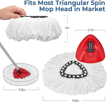 Matthew Spin Mop Replace Head Kit,Base,Handle Compatible with EasyWring Microfiber Spin Mop,2 Mop Refills Replacement Heads,30-58in Mop Handle and 1 Mop Base Combo Set White (1-Tank System)