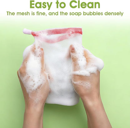 12 Pcs Soap Bag, Mesh Soap Saver Bag with Drawstring Foam Net Bar Soaps Pouch Soaps Net Soaping Packaging Bath Accessories for Soaping Bars Shower Washing Body Bath Gym Travel (White)