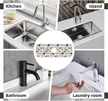 Espresso Machine Beans Coffee Vintage 15" X 5.5" Kitchen Sink Splash Guard Faucet Faucet Guard Draining Mat Sink Splash Guard Faucet Kitchen Bathroom