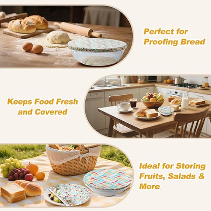 4 PCS Beeswax Reusable Bowl Covers for Bread Proofing Elastic Cloth Bowl Covers for Bread Proofing, Washable Beeswax Wraps For Food for Dough, Salad, and food Storage