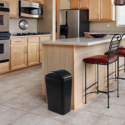 Plastic Waste Bin with Swing Lid, 14 Liter Garbage Can, 1 Pack, 5.2" x 8.2" x 15.7"