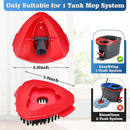 [Wa.IE Jiemi] 2 Pack Full-Coverage Scrub Brush Replace Heads with 1 Mop Base Compatible with OCedar EasyWring 1 Tank Spin Mop, Heavy Duty Floor Cleaning Brush for Bathroom, Kitchen & Shower