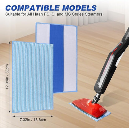 Microfiber Mop Pads Replacement for HAAN FS, SI and MS Series Steamers - Washable Reusable Mop Head Refill for Floor Cleaning - 6 Pack