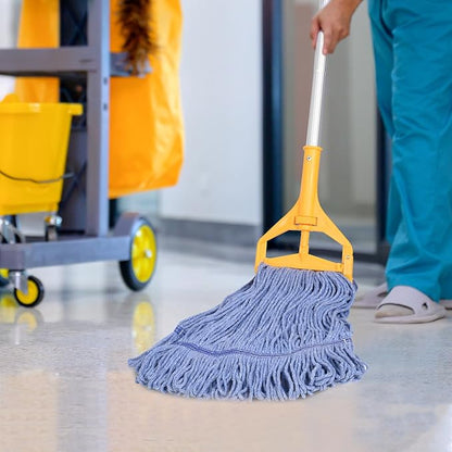 4 Pack Commercial Mop Head Replacement, Heavy Duty Mop Head Commercial Replacement for General and Floor Cleaning, Wet Industrial Blue Cotton Looped End String Head Refill (Blue)