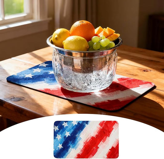 250 anniversary usa American Flag Dish Drying Mat: 12"x20" Patriotic Absorbent Drying Pad, Non-Slip Kitchen & Bar Mat for 4th of July, Memorial Day Home Decor, Retro Vintage Kitchen Counter Protector