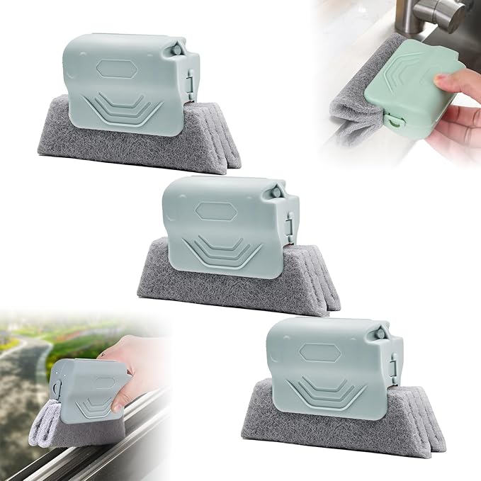Magic Window Track Cleaner, 2026 Upgraded Window Groove Cleaning Brush Tools Set, Hand-held Window Track Cleaner Brushes Tools Set for Window lides Gaps Tile Lines Shutter Car Vents (Gray 3pcs)