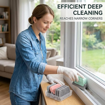 Magic Window Track Cleaner, Window Track Cleaning Tools with Extra Replacement Pads, Multi-Purpose Window Sill Cleaner Tool for Hard-to-Reach Areas and Tight Spaces