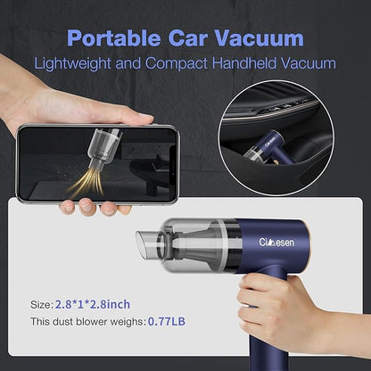 Car Vacuum Portable 4 in 1 Vacuum Cleaner 12000Pa Mini Handheld Vacuum Cordless Rechargeable 120W High Power Vacuum Cleaner & Air Duster Multi-Nozzles for Car Home Office Pet