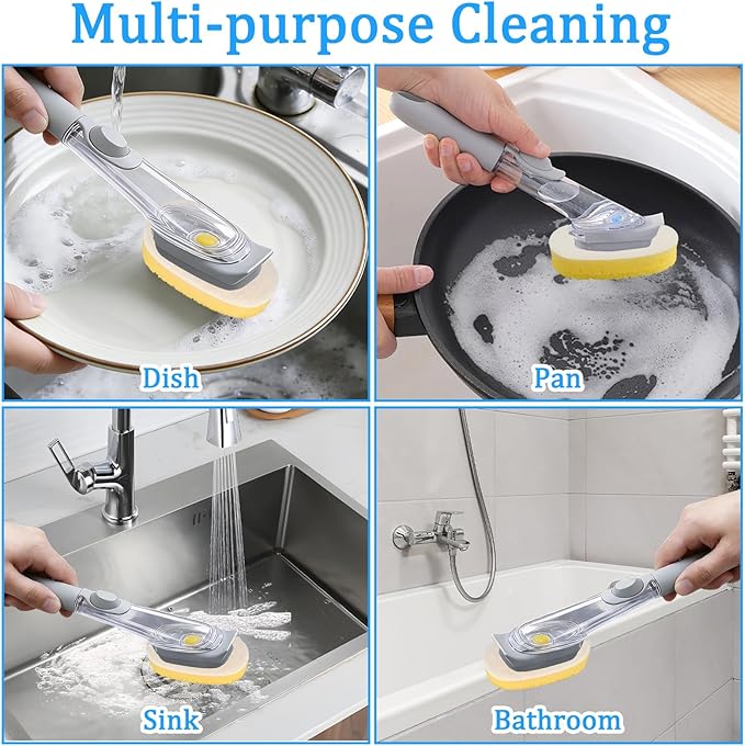 logohu 8Pcs Dish Wand Sponge Refills Compatible with Scrub Daddy, Sponge Replacement Heads, Non Scratch Dish Scrubber Brush for Kitchen Cleaning (Only Sponge Heads)