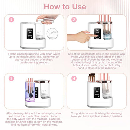 3 IN 1 Electric Makeup Brush Cleaner & Dryer Machine with Automatic Cleaning and Drying Functions, Portable USB Design with Smart Touch Controls for Makeup Brushes, Perfect Gift for Makeup Lovers