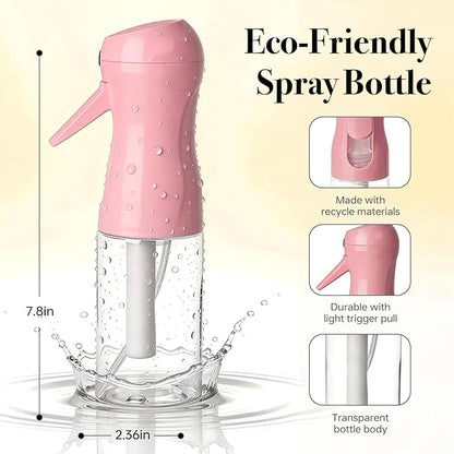 3Pcs Continuous Spray Bottles For Hair,Ultra Fine Mister for Hair Styling, Plants, Cleaning, Salon, Misting & Skin Care (200ml Blue+Pink+Clear)
