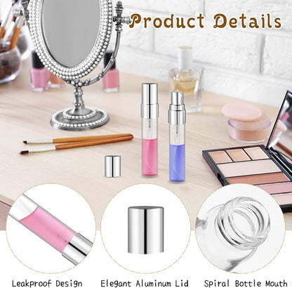 50 Pcs 5ml/0.17oz Fine Mist Glass Bottle Mini Transparent Spray Vials Empty Refillable Perfume Bottles for Cosmetic Perfume Liquid Sample DIY Sprays - Silver Lids