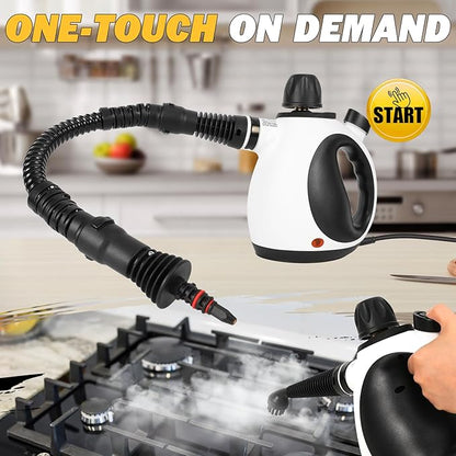 Pressurized Handheld Steam Cleaner for Home with 12 pcs Accessories, Multi-Surface Natural Steamer for Effective Cleaning, Fast Heating for Cleaning Home, Furniture, Car, Grout, Window