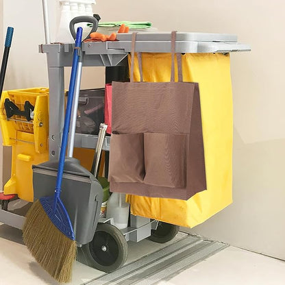 Janitorial Cart Bag Replacement with Straps 17.71X15.74X7.87In Durable Cloth Cleaning Tote for Janitorial Cart Utility Trash Collection and Housekeeping Supplies