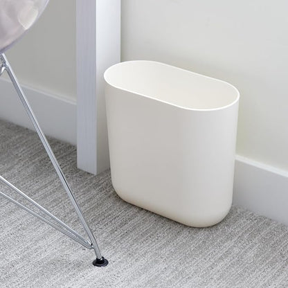 iDesign Small Slim Plastic Bathroom Trash Can, Garbage Can for Bedroom, Office, Desk, Dorm, Coconut White