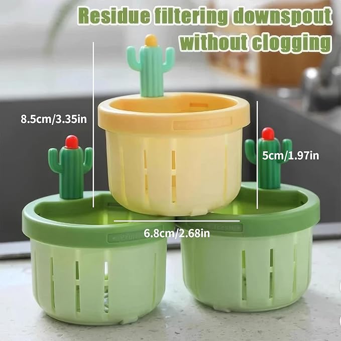 Cactus Kitchen Sink Drain Strainer, Cactus Sink Strainer, Automatic Pressing Sink Filter, Self-Cleaning Sink Strainer,Press Automatic Dumping Basket, Kitchen Sink Waste Collector Filter(Cactus-Yellow)