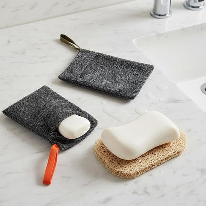4 Pcs Bars Soap Bags Exfoliating Soap Saver Bags Foaming Bar Mesh Sock Pouches Gentle Roughness Body Scrubbers for Use Baths Showers Senstive Rough Skin