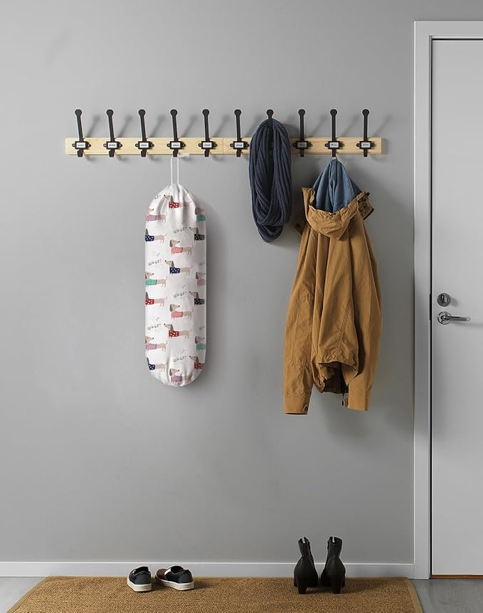 Dachshund Plastic Bag Holder,Grocery Shopping Bag Storage Organizer Keeper,Cute Dog Kitchen Decor 23"x9"