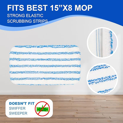 2-Pack Reusable Microfiber mop Pads, Compatible with Oceda 15x8 inch Flat mop, Wet and Dry use, deep Cleaning (mop Handle not Included).