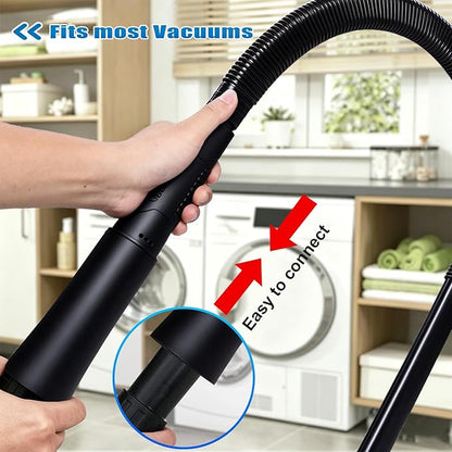 Dryer Vent Cleaner Kit: Vacuum Hose With Brush & Gloves Fits for Vacuums Cleaner, Refrigerator Condenser Coils, and Tight Spaces Behind Appliances, Deep Cleaning Tools for Clogged Ducts-Black