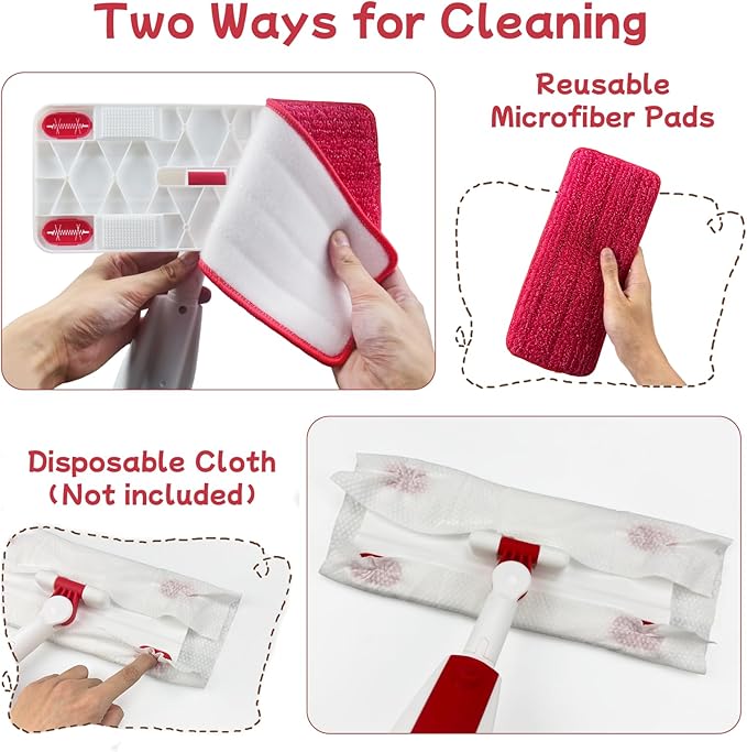Kids Spray Mop - Fun & Educational Montessori Housekeeping Toys Mini Size Cleaning Set Includes Kids Mop with Real Water Sprayer Washable Microfiber Pads & Scraper