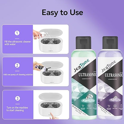 Ultrasonic Jewelry Cleaner Solution for Ultrasonic Cleaner Machine, Professional Cleaning of Jewelry, Diamonds, Gold, Silver, Remove Odors, Discoloration & Stains 2 Pack 4oz