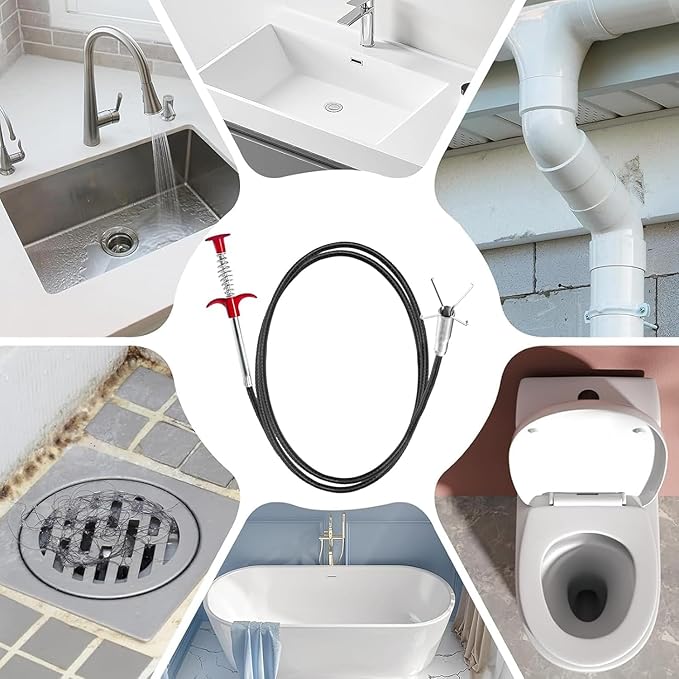 33 Inch Drain Snake Hair Drain Clog Remover, Flexible Grabber Claw Pick Up Reacher Tool - Gutter Cleaning Tools for Home Sink, Bathroom Tub,Drain, Toilet, Tight Spaces