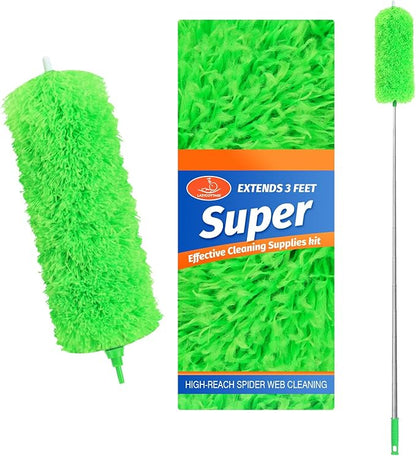 ZZ LAZYCOTTAGE Ceiling Fan Cleaner Duster, Microfiber Feather Duster with Adjustable 91.5" Telescopic Pole & Flexible Head, Extended Dusters for Ceiling Fan, Vents, Home, Blinds, Cars