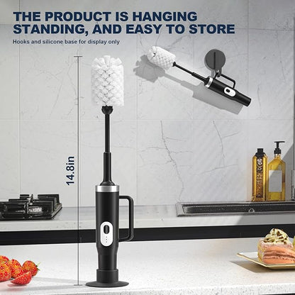 Rechargeable Electric Bottle & Cup Brush, 360° Thorough Cleaning Without Blind Spots, Suitable for Baby Bottles, 40-Ounce Mugs, Straws, Wine Glasses, etc., Easy to Air-Dry and Portable