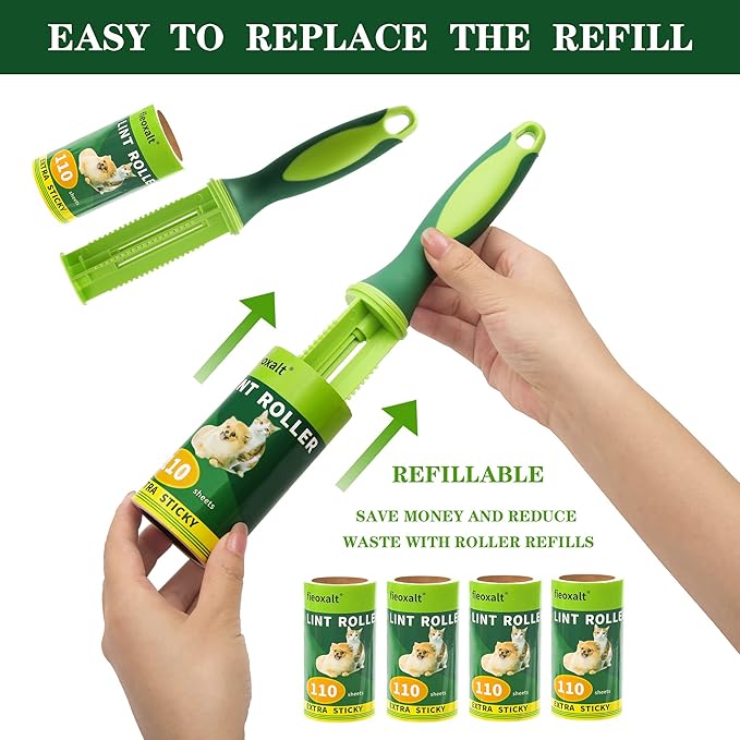 Lint Rollers for Pet Hair,440 Sheets 2 Handles with 4 Refills Lint Remover for Cat Dog Hair, Furniture,Clothes with Extra Sticky
