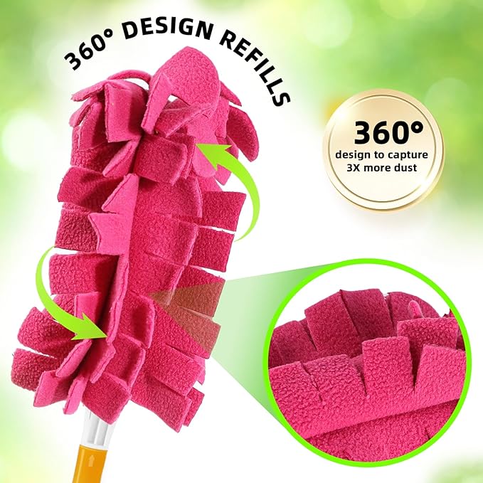 Reusable Duster Refill for Swiffer Duster - Washable Heavy Duty Dusters Refills 360 for Swiffer Duster Handle & Super Extender Handle, 6 Pack (Handle is Not Included)