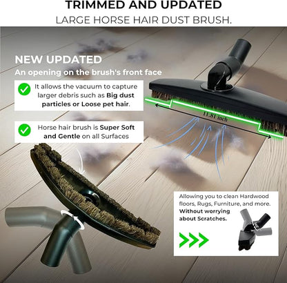 for Shark Vacuums: Hardwood Floor Brush Head, Horsehair Dust Brush Attachment plus Vacuum Extension Wands (for Shark Rocket HV300 HV301 HV322 HV320 & UV725, UV900 & Rotator NV500 NV501)