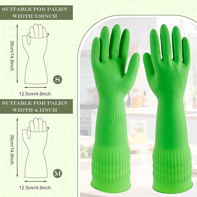 3 Pairs Rubber Dishwashing Gloves,Rubber Cleaning Gloves, Reusable Kitchen Glove for Household,Waterproof