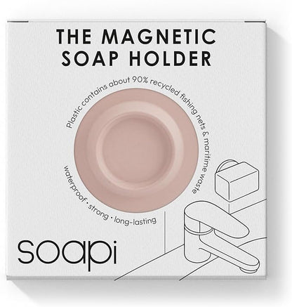 Magnetic Soap Holder – No-Drill Installation – Space-Saving Wall Soap Dish – Wall Mounted, Eco-Friendly Bar Soap Holder – Recycled Ocean Plastic – Stick Anywhere - Soapi (Peach)