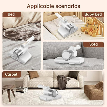 Mattress Vacuum, Cordless Handheld Vacuum Cleaner with 13Kpa Suction Power, Bed Vacuum with UV, Bed Cleaner with HEPA Filter, Suitable for Bed Sheets, Pillows and Sofas