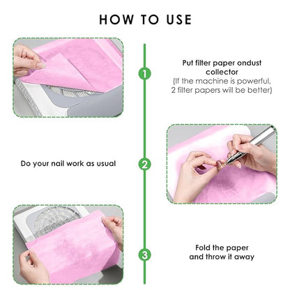 220 Sheets Nail Dust Collector Filter Paper: Disposable Dust Vacuum Filter for Most Nail Dust Fan Extractor Machine, Dust Cleaner Replacement Filter Paper Nail Tech Supplies Accessories for Home Salon