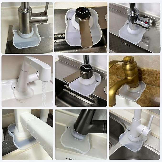 Silicone Faucet Mat for Kitchen Tap Compact Sink Splash Guard Protectors Behind Draining,Clear 2PCS