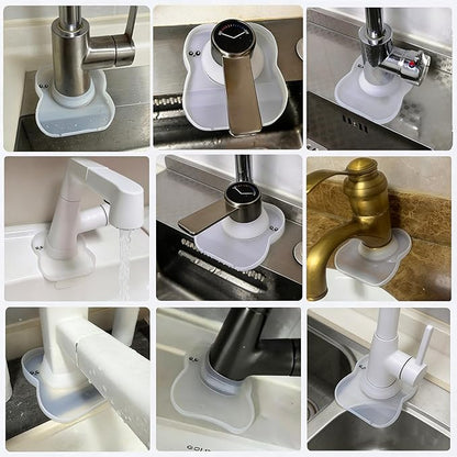 Silicone Faucet Mat for Kitchen Tap Compact Sink Splash Guard Protectors Behind Draining,Clear 2PCS