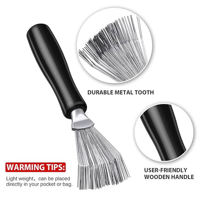 Boao 2 Pieces Hair Brush Cleaning Tool Comb Cleaner Brush Mini Comb Cleaning Hair Remover Tool for Removing Dust Home and Salon Use(Black, Wood Color,Black Polished Wooden Handle Rake)