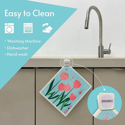Eulnars Reusable Paper Towels, Swedish Dishcloths for Kitchen 8-Pack, Non-Scratch Swedish Dish Towels, Super Absorbent Cellulose Dish Cloths, No Odor Dish Rags