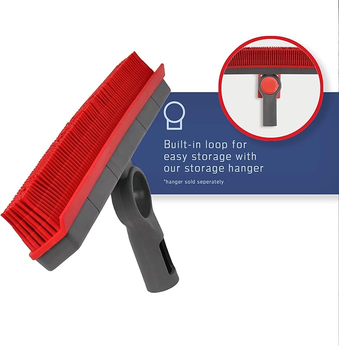 Premium Rubber Floor Brush with Squeegee for Carpets & All Surfaces - Pet Hair Remover - 11.5 Inches (Attachment Only)