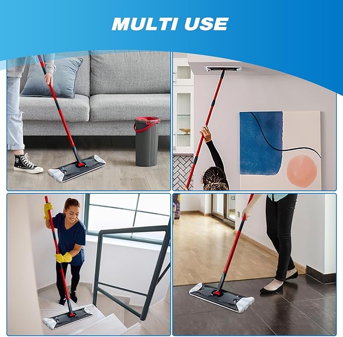 Reusable Microfiber Mop Pads Compatible with O Cedar H2prO Flat Mop System, H2prO Flat Mop Replacement Pads, Flat Mop Refills Flat Mop Heads Replacements for Floor Cleaning, Machine Washable, 4 Pack