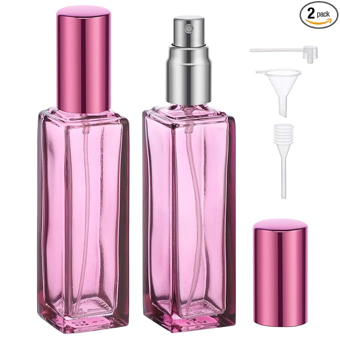 Segbeauty 2pcs Travel Perfume Bottle, 20ml Mini Perfume Refillable Bottle Empty, Portable Leakproof Glass Atomizer Sprayer for Perfume Cologne Fine Mist Sprayer Travel Kit Makeup Spray Bottles Set